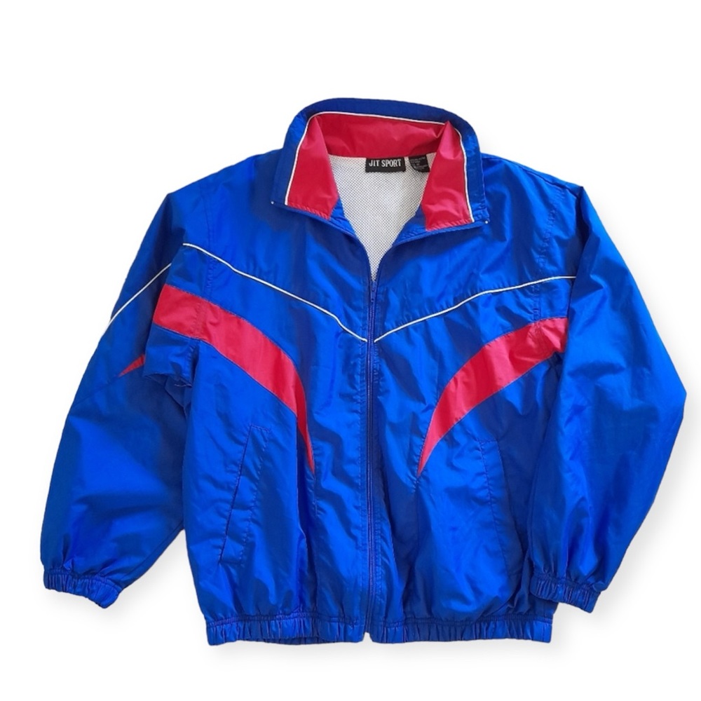Vintage Jit Sport 90s Blue Red Colorblock Windbreaker Zip Jacket M Break Dancing